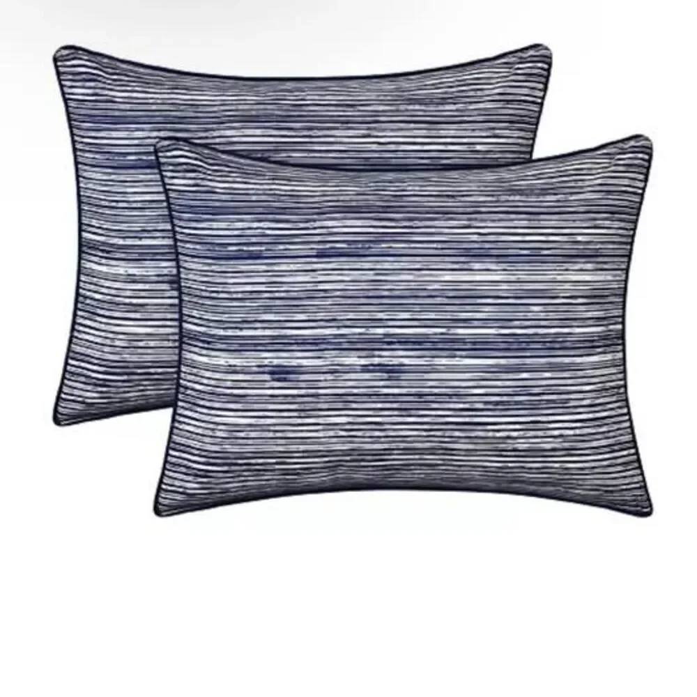 4 Pieces KING Comforter Set Indigo Blue Striped Reversible NEW
